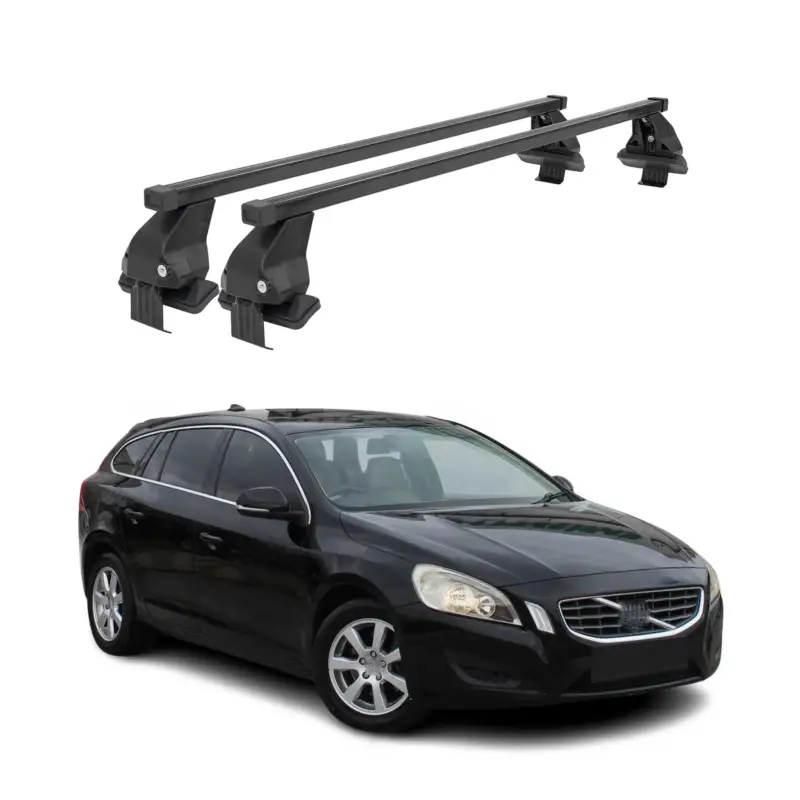 Jetzt Kaufen Menabo Dachträger Grundtäger für Volvo V60 2010-2013 Pre-FL 50kg Stahl Schwarz
