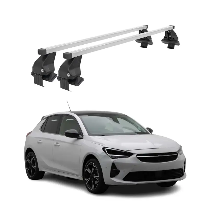 Menabo Dachträger Grundtäger für Opel Corsa F 2019-2026 50kg Stahl Silber 2 tlg Garantierte Lieferung