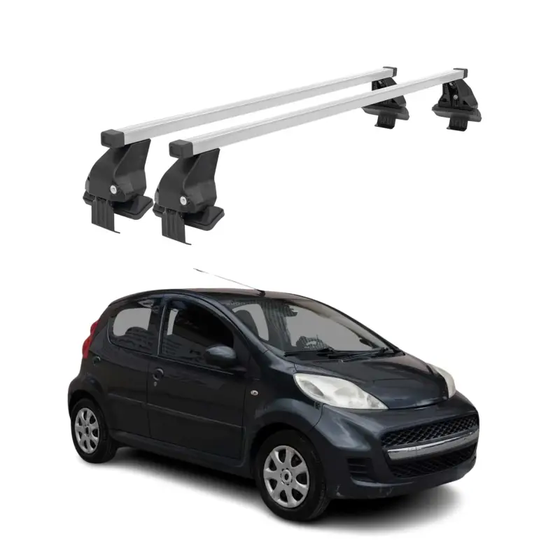 Echt Menabo Dachträger Grundtäger für Peugeot 107 2005-2014 50kg Stahl Silber 2 tlg