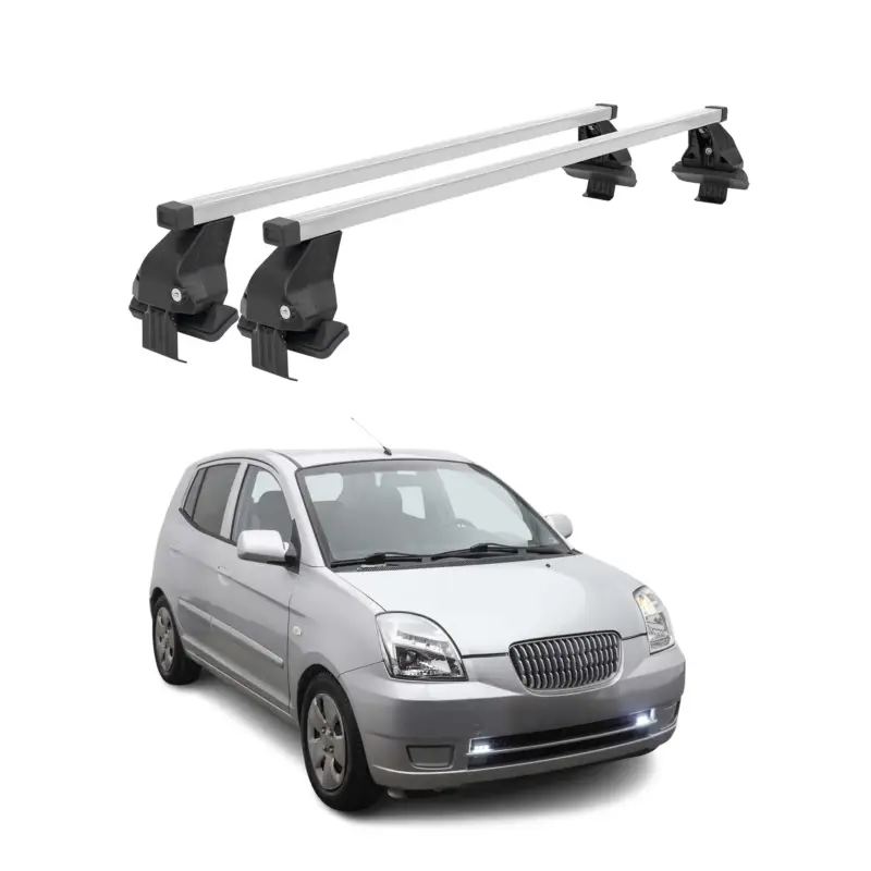 Versand Am Gleichen Tag Menabo Dachträger Grundtäger für Kia Picanto 2004-2011 50kg Stahl Silber 2 tlg