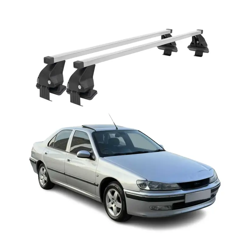 Menabo Dachträger Grundtäger für Peugeot 406 1995-2004 50kg Stahl Silber 2 tlg Letzte Chance