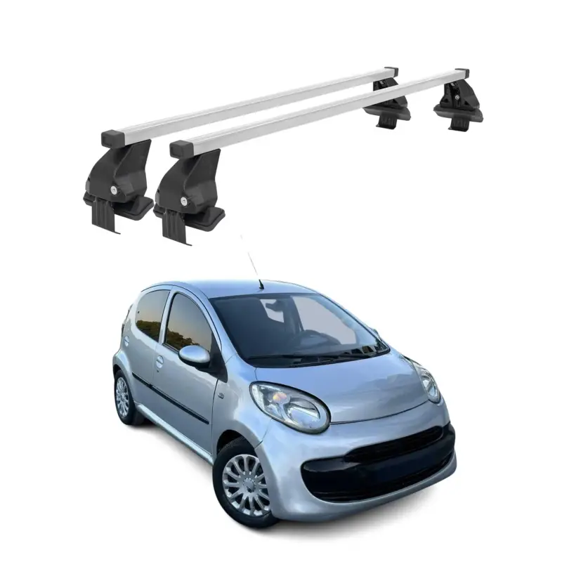 Neu Menabo Dachträger Grundtäger für Citroen C1 2005-2022 50kg Stahl Silber 2 tlg