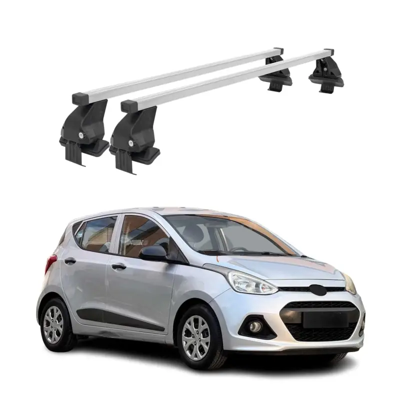 Menabo Dachträger Grundtäger für Hyundai i10 2007-2013 50kg Stahl Silber 2 tlg Must-Have