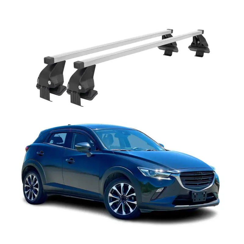 Menabo Dachträger Grundtäger für Mazda CX-3 2015-2021 50kg Stahl Silber 2 tlg Nur Für Kurze Zeit