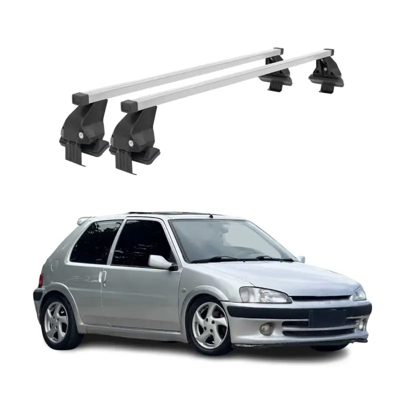 Menabo Dachträger Grundtäger für Peugeot 106 1991-2003 3tür 50kg Stahl Silber 2x Neu
