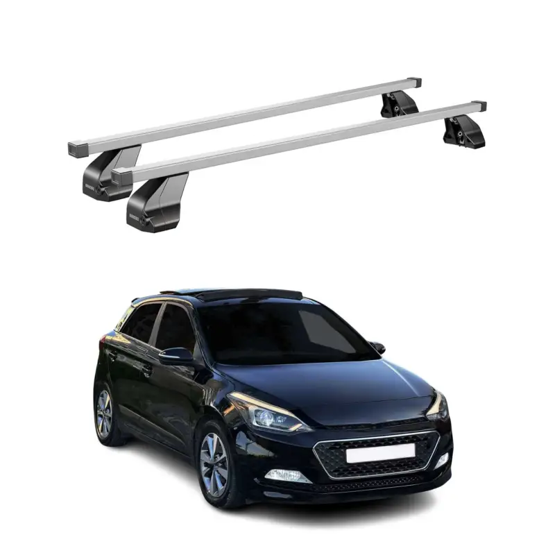 Zertifiziert Menabo Dachträger Grundtäger für Hyundai i20 2014-2020 75kg Stahl Silber 2 tlg