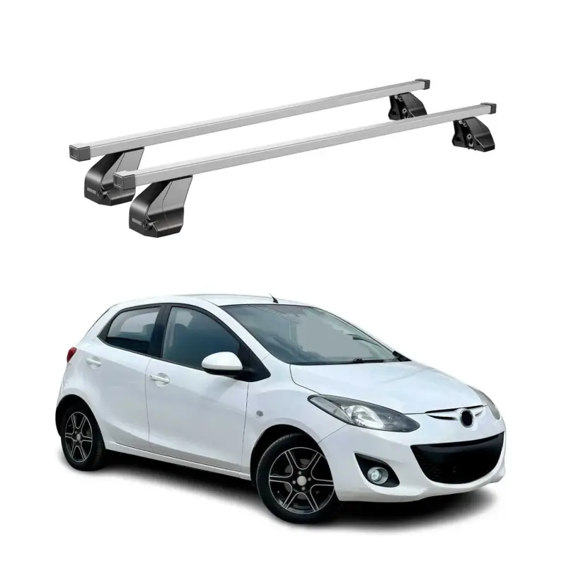 Markenware Menabo Dachträger Grundtäger für Mazda 2 2007-2014 75kg Stahl Silber 2 tlg