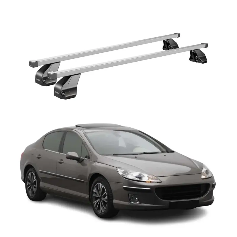 Menabo Dachträger Grundtäger für Peugeot 407 2004-2011 75kg Stahl Silber 2 tlg Mega-Angebot