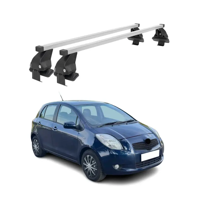 Kracherpreis Menabo Dachträger Grundtäger für Toyota Yaris 2005-2011 50kg Stahl Silber 2 tlg