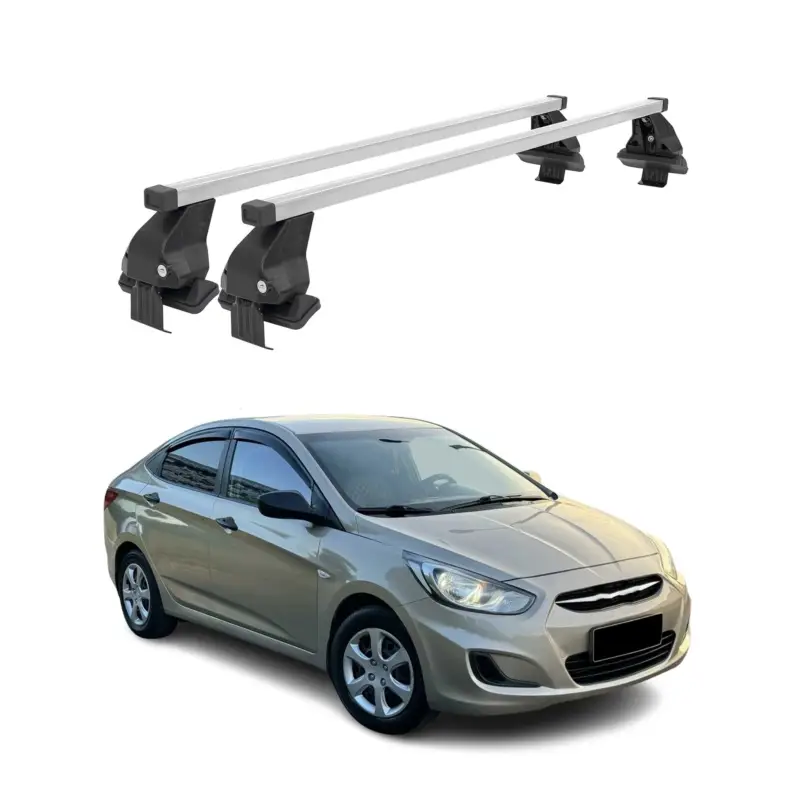 Echt Menabo Dachträger Grundtäger für Hyundai Accent Limo 2010-2017 50kg Stahl Silber