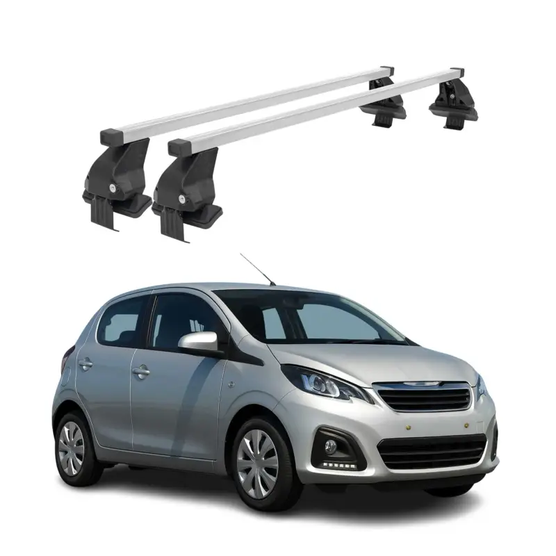 Neue Ware Menabo Dachträger Grundtäger für Peugeot 108 2014-2021 50kg Stahl Silber 2 tlg