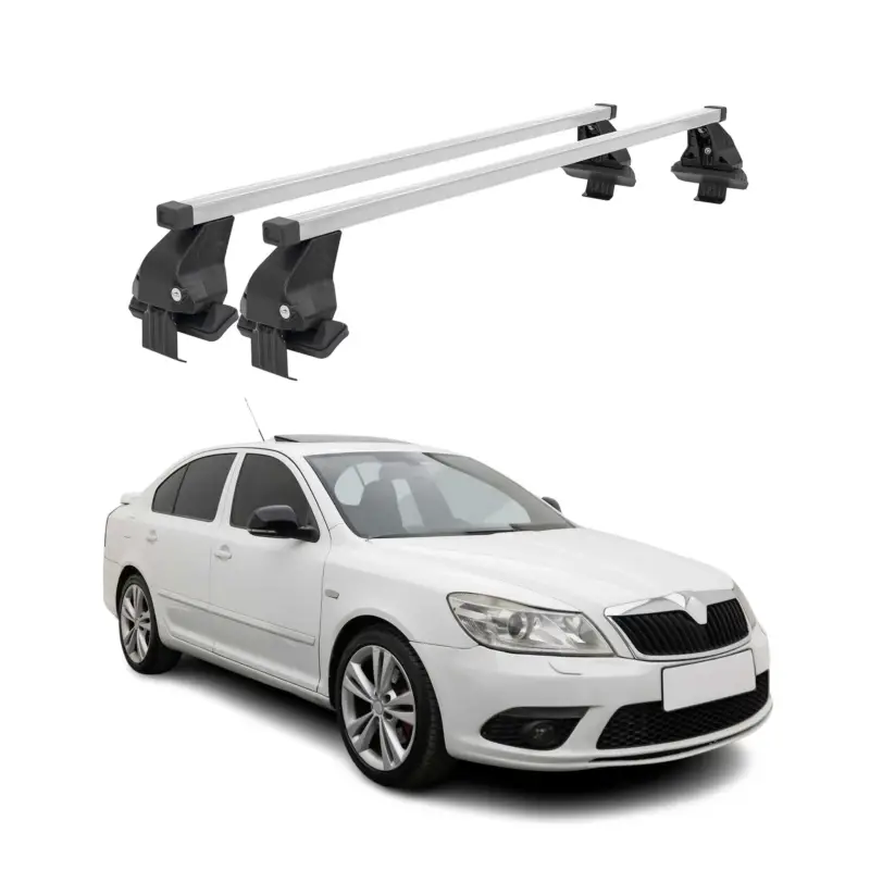 Menabo Dachträger für Skoda Octavia mk2 2008-2013 FL 5tür 50kg Stahl Silber 2x Nur Für Kurze Zeit