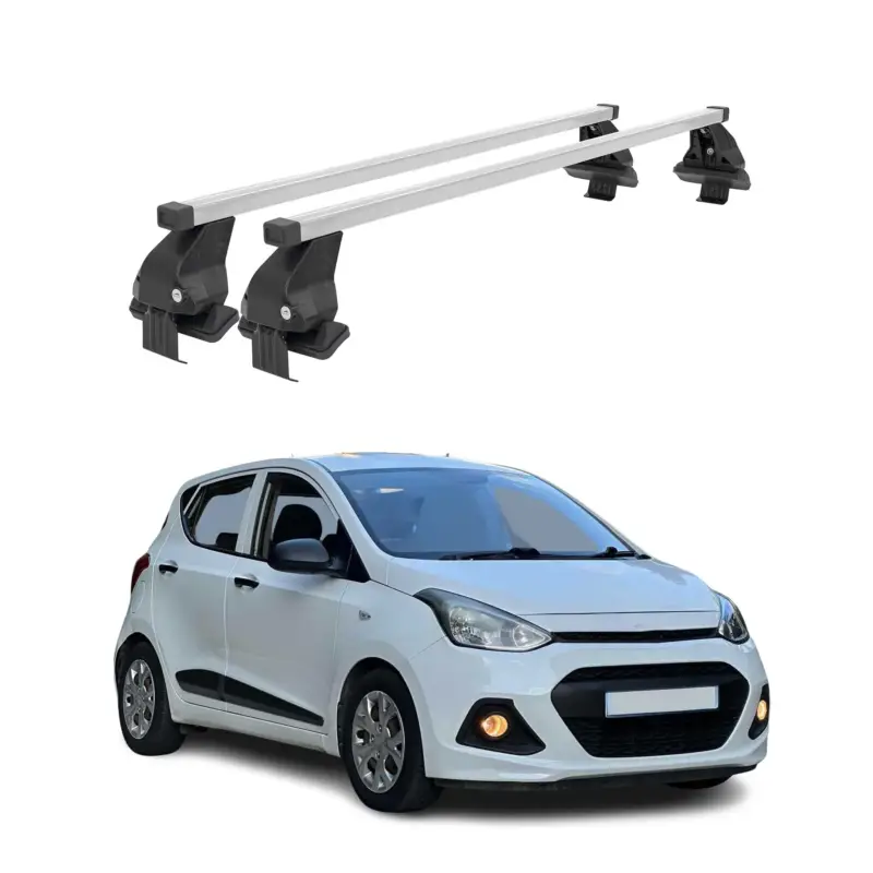 Markenprodukt Menabo Dachträger Grundtäger für Hyundai i10 2013-2017 50kg Stahl Silber 2 tlg