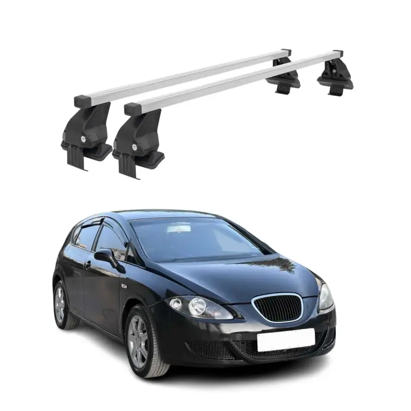 Neue Ware Menabo Dachträger Grundtäger für Seat Leon mk2 2005-2009 Pre-FL 50kg Silber 2x