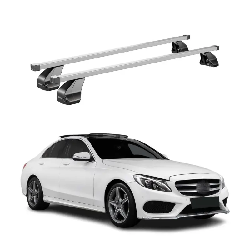 Saisonangebot Menabo Dachträger für Mercedes C Klasse W205 Limo 2014-2021 75kg Stahl Silber 2x