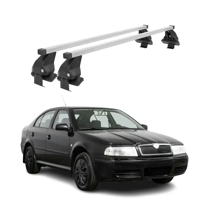 Menabo Dachträger für Skoda Octavia mk2 2004-2008 Pre-FL 4tür 50kg Stahl Grau 2x Angebot