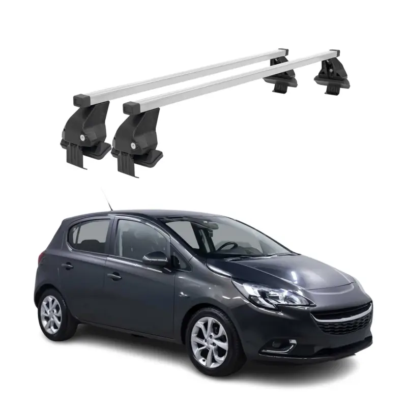 Abverkauf Menabo Dachträger Grundtäger für Opel Corsa E 2014-2019 50kg Stahl Silber 2 tlg