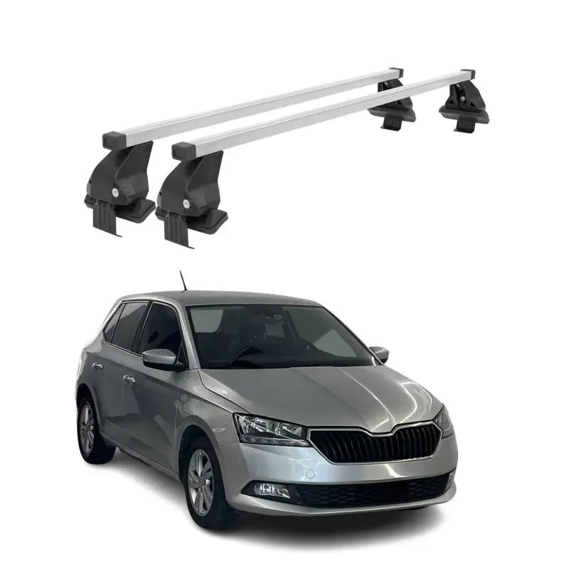 Abverkauf Menabo Dachträger Grundtäger für Skoda Fabia mk3 2014-2021 50kg Stahl Silber 2x