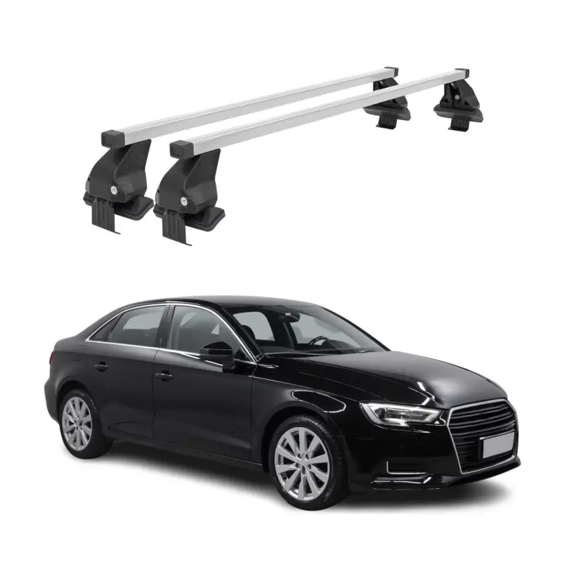 Garantierte Lieferung Menabo Dachträger Grundtäger für Audi A3 8V Limo 2013-2020 50kg Stahl Silber 2x