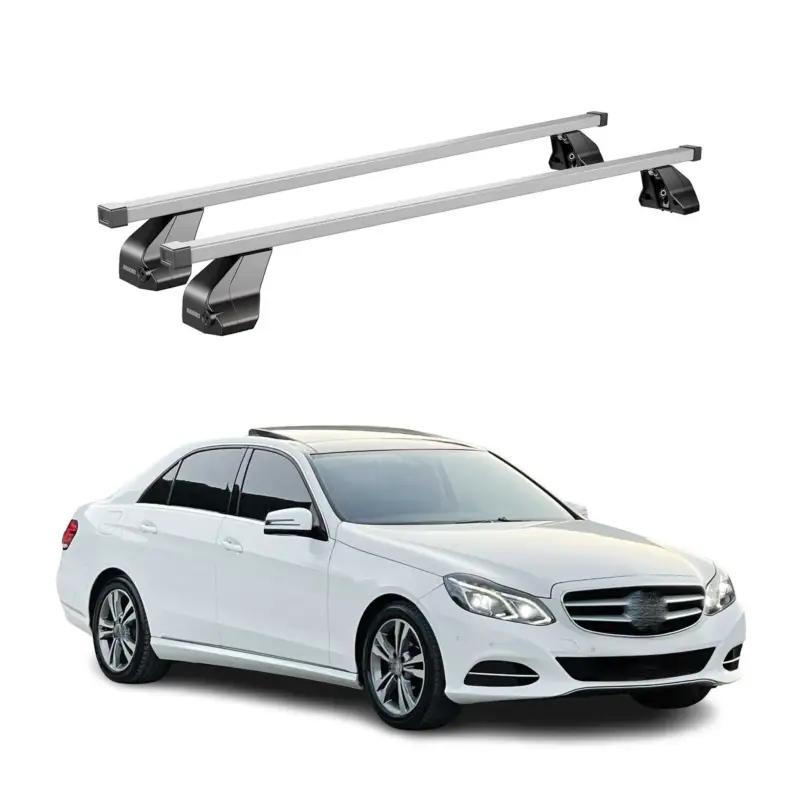 Menabo Dachträger für Mercedes E Klasse W212 Limo 2013-2016 75kg Stahl Silber 2x Heißes Angebot