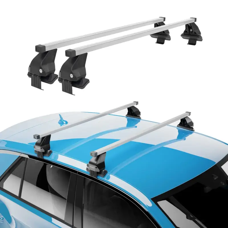 Billig Menabo Dachträger Grundtäger für Peugeot 508 Kombi 2011-2018 50kg Stahl Grau 2x