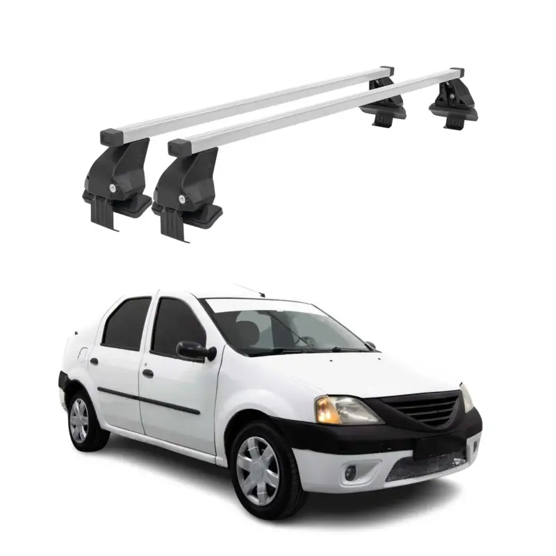 Menabo Dachträger Grundtäger für Dacia Logan mk1 2004-2012 50kg Stahl Silber 2x Neue Ware