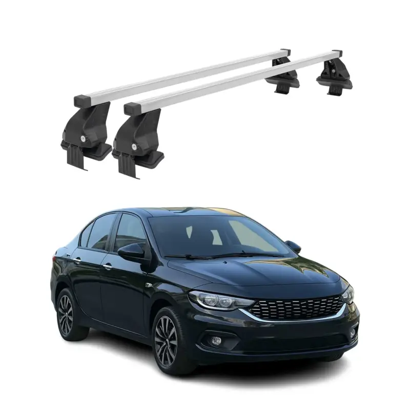 Menabo Dachträger Grundtäger für Fiat Tipo 2015-2020 Pre-FL 50kg Stahl Silber 2x Mega-Angebot
