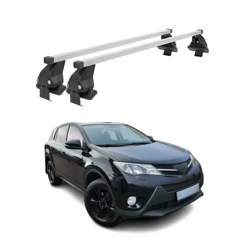 Expressversand Menabo Dachträger Grundtäger für Toyota RAV4 XA40 2012-2015 50kg Stahl Silber 2x