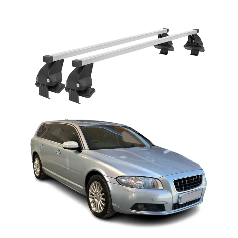 Expressversand Menabo Dachträger Grundtäger für Volvo V70 2007-2016 50kg Stahl Silber 2 tlg