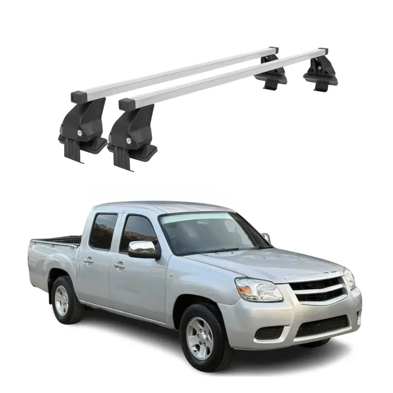 Menabo Dachträger Grundtäger für Mazda BT-50 2011-2020 50kg Stahl Silber 2 tlg Neuheit