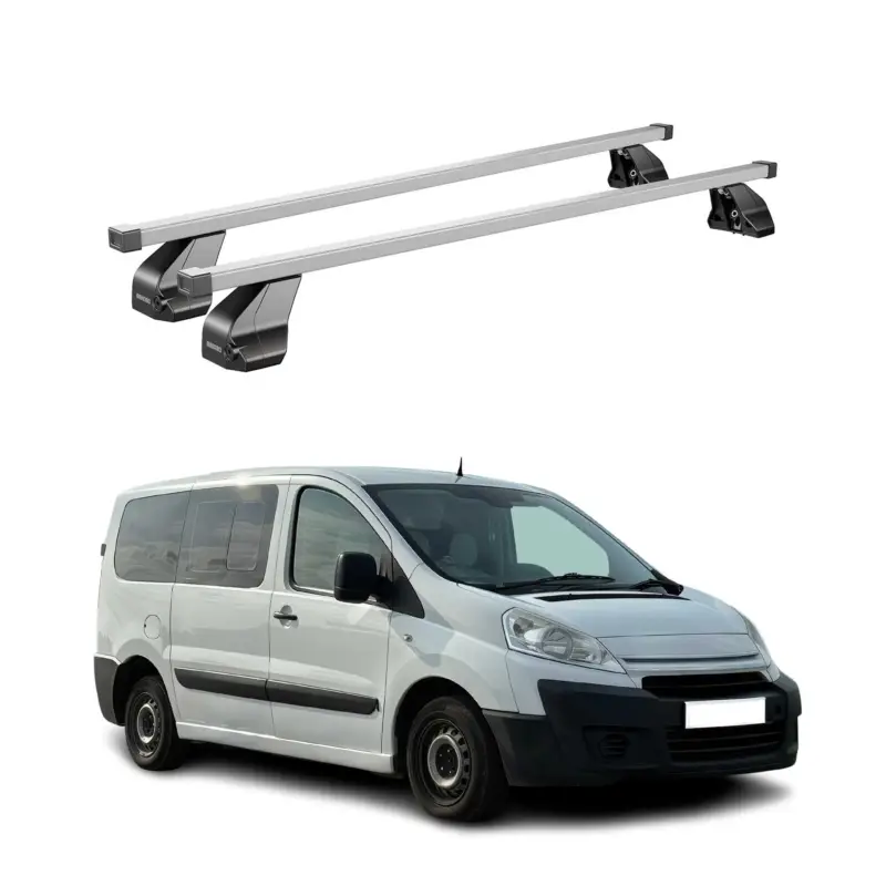 Menabo Dachträger Grundtäger für Citroen Jumpy 2007-2016 75kg Stahl Silber 2 tlg Ausverkauf