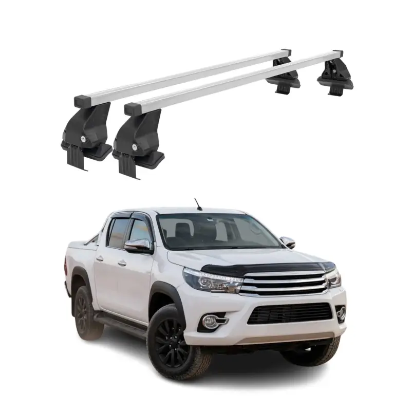 Super-Preis Menabo Dachträger Grundtäger für Toyota Hilux 2011-2015 50kg Stahl Silber 2 tlg