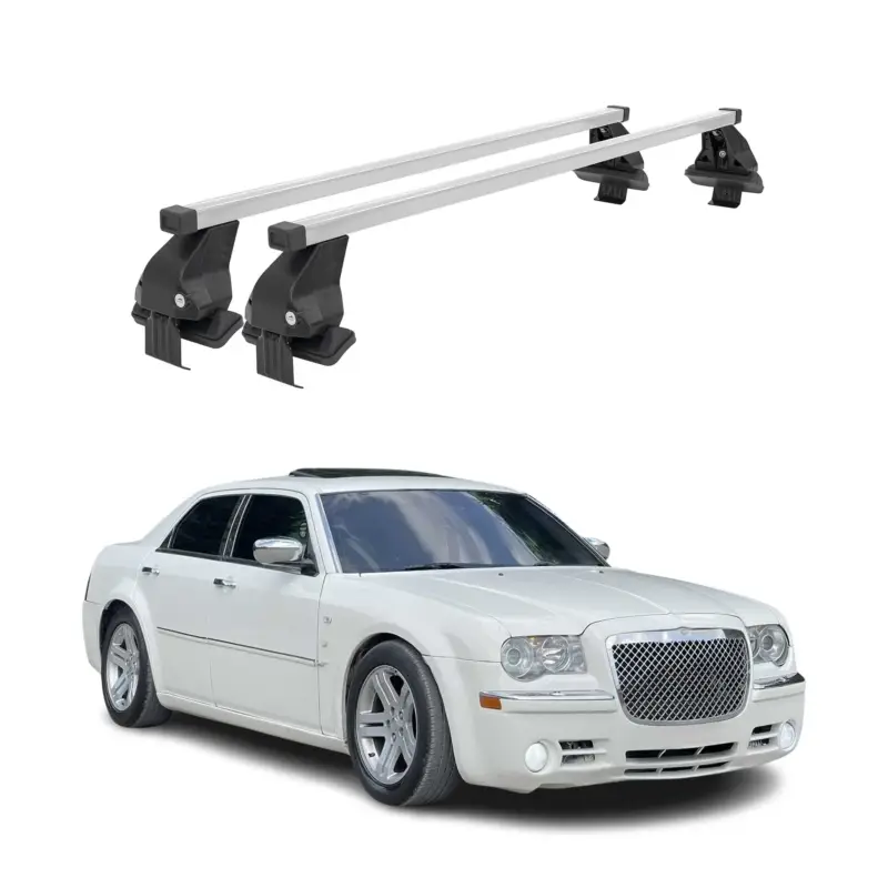 Menabo Dachträger Grundtäger für Chrysler 300C 2005-2010 50kg Stahl Silber 2 tlg Heißes Angebot
