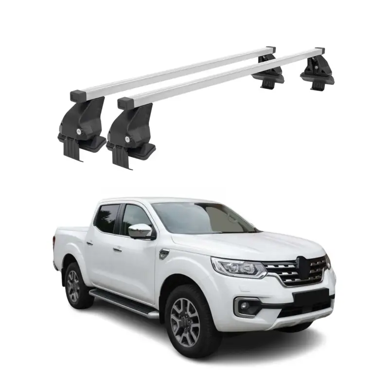 Bestpreis Menabo Dachträger Grundtäger für Renault Alaskan 2017-2021 50kg Stahl Silber 2x