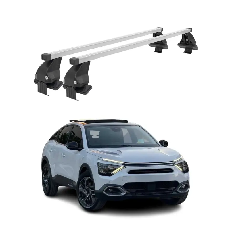 Billig Menabo Dachträger Grundtäger für Citroen C4 2021-2026 50kg Stahl Silber 2 tlg