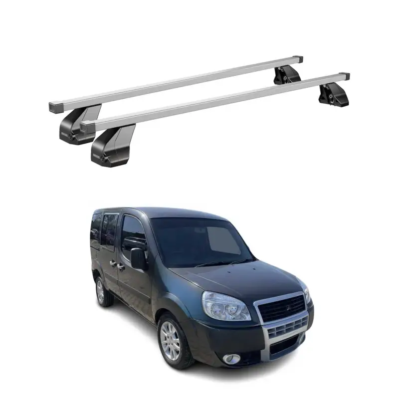 Menabo Dachträger Grundtäger für Fiat Doblo 2000-2010 75kg Stahl Silber 2 tlg Preisreduziert