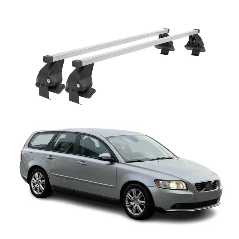 Günstig Menabo Dachträger Grundtäger für Volvo V50 2007-2012 FL 50kg Stahl Silber 2 tlg