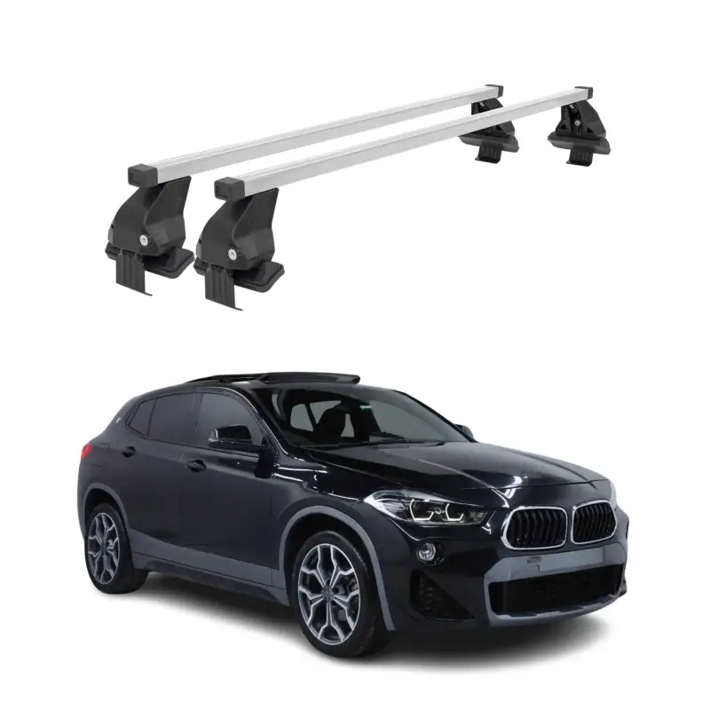 Saisonangebot Menabo Dachträger Grundtäger für BMW X2 F39 2018-2023 50kg Stahl Silber 2 tlg