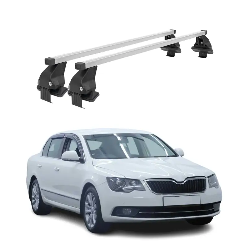 Solange Der Vorrat Reicht Menabo Dachträger für Skoda Superb mk2 2008-2013 Pre-FL 50kg Stahl Silber 2x