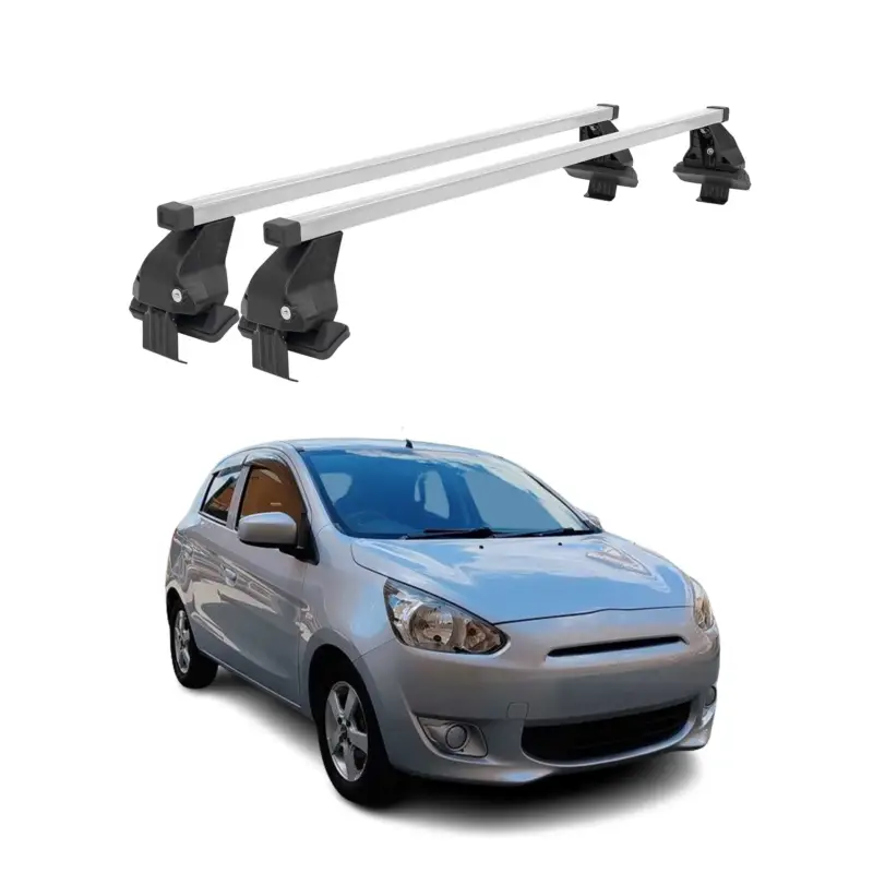 Markenprodukt Menabo Dachträger für Mitsubishi Mirage Schrägheck 2012-2016 50kg Stahl Grau 2x