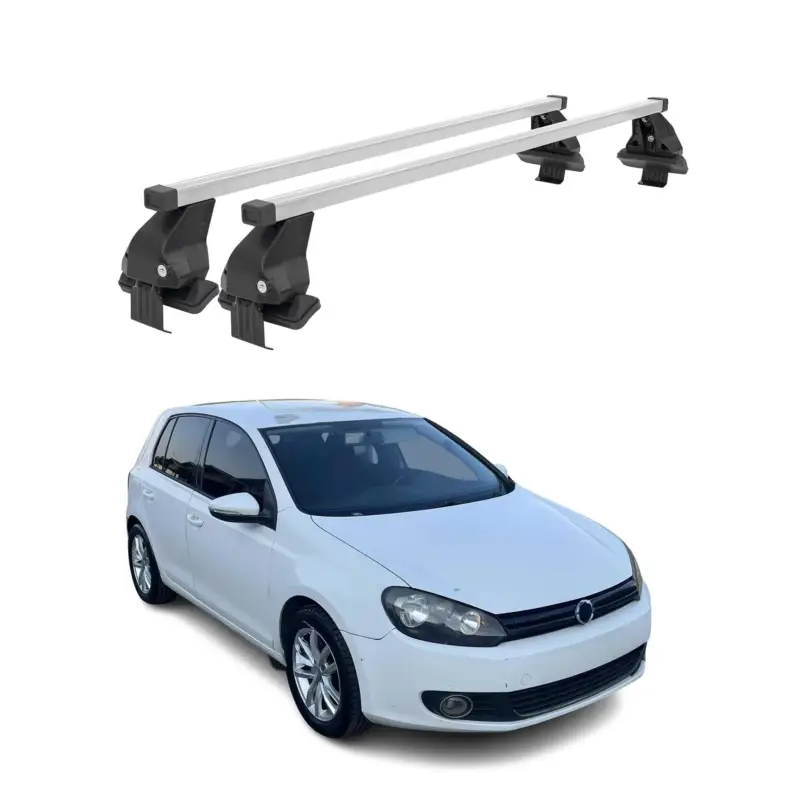 Markenware Menabo Dachträger Grundtäger für VW Golf 2008-2012 5tür 50kg Stahl Silber 2 tlg