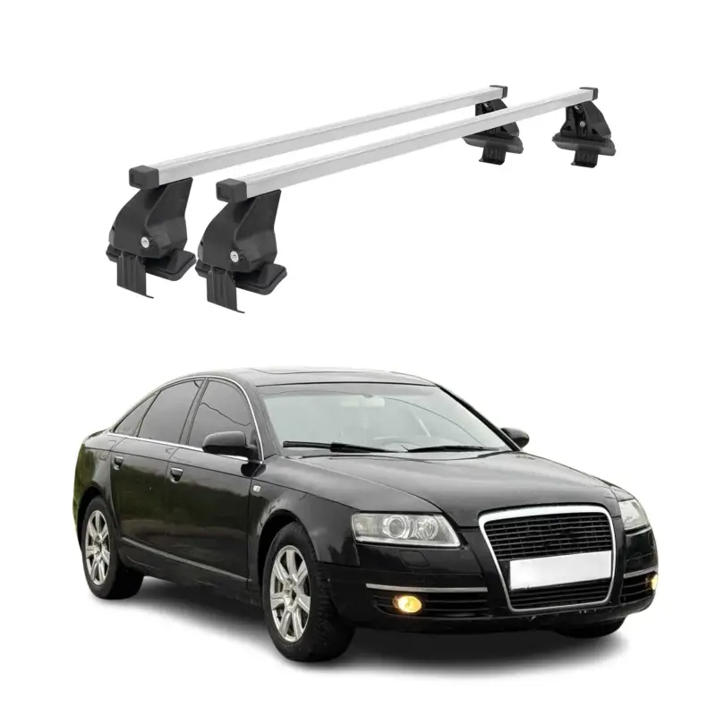 Top-Seller Menabo Dachträger Grundtäger für Audi A6 C6 Limo 2004-2011 50kg Stahl Silber 2x