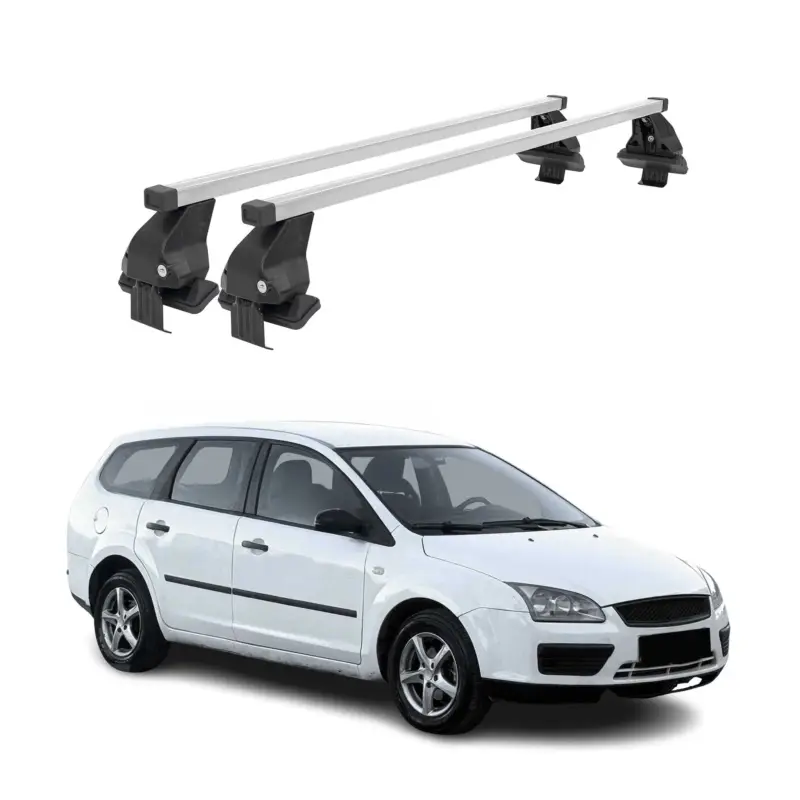 Meistverkauft Menabo Dachträger Grundtäger für Ford Focus Kombi 2004-2011 50kg Stahl Silber 2x