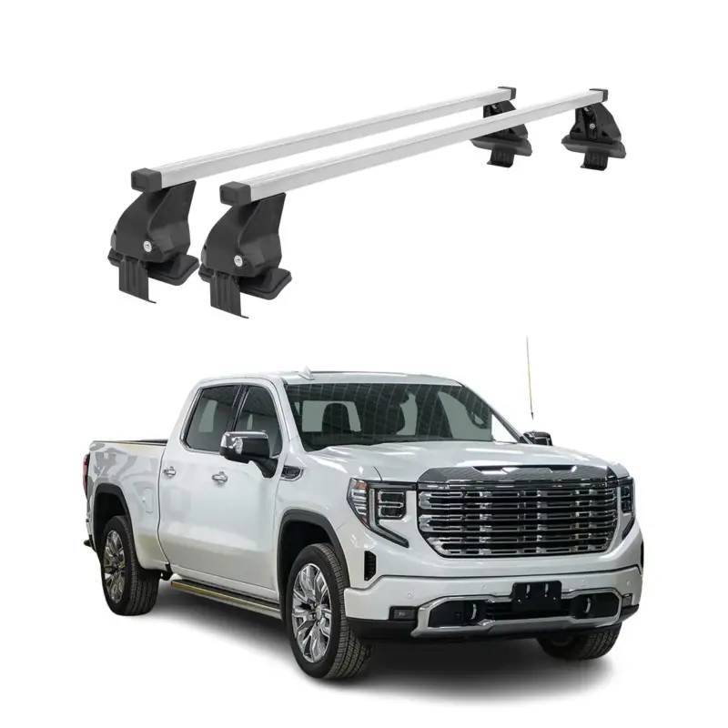 Zertifiziert Menabo Dachträger Grundtäger für GMC Sierra Limo 2019-2024 50kg Stahl Silber 2x