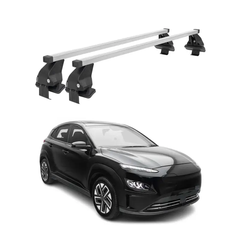 Menabo Dachträger Grundtäger für Hyundai Kona Hybrid 2019-2023 50kg Stahl Silber Garantierte Lieferung