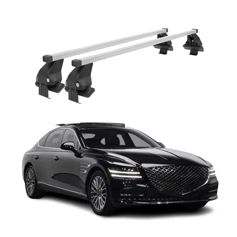 Menabo Dachträger Grundtäger für Genesis G80 2017-2026 50kg Stahl Silber 2 tlg Garantierte Lieferung