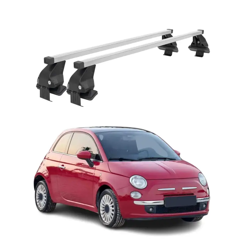 Aktuell Menabo Dachträger Grundtäger für Fiat 500 2007-2024 50kg Stahl Silber 2 tlg