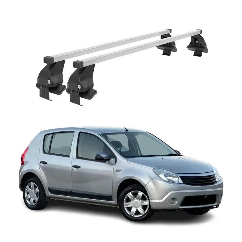 Menabo Dachträger Grundtäger für Dacia Sandero 2007-2012 50kg Stahl Silber 2 tlg Preisknaller