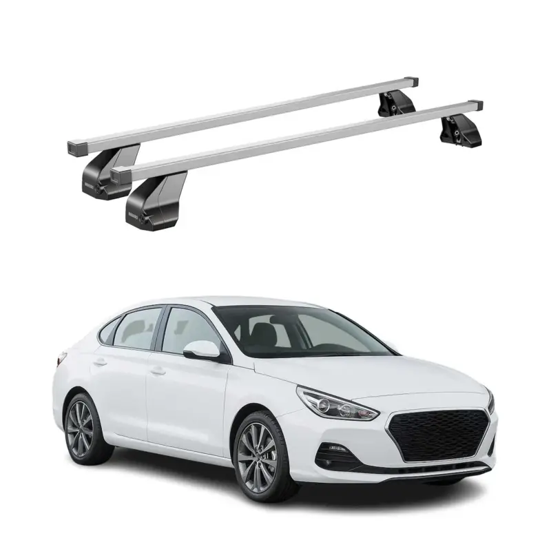 Expressversand Menabo Dachträger Grundtäger für Hyundai i30 Fastback 2016-2023 75kg Silber 2x