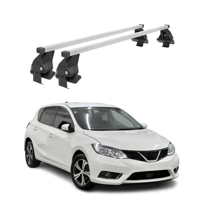 Menabo Dachträger Grundtäger für Nissan Pulsar 2014-2018 50kg Stahl Silber 2 tlg Neue Ware
